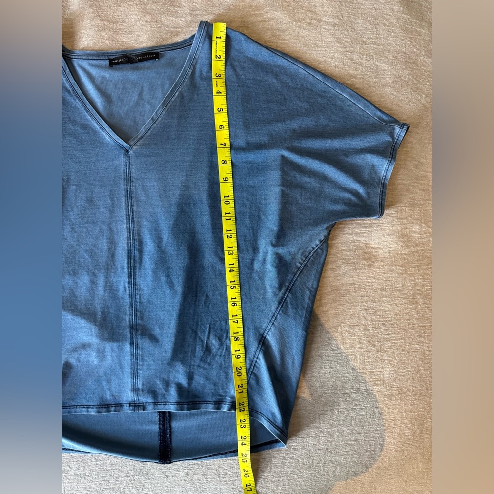 White House Black Market Blue V-Neck Dolman Top XS Lyocell Blend Soft Tee - Picture 8 of 8